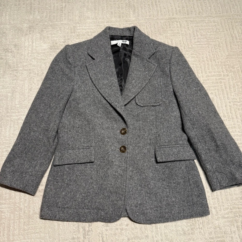 NSF Aya mock neck Shirred sleeve Wool Blazer Tailored Suit Jacket Women’s Small